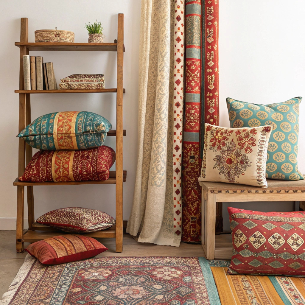 Textile decor including pillows and throws